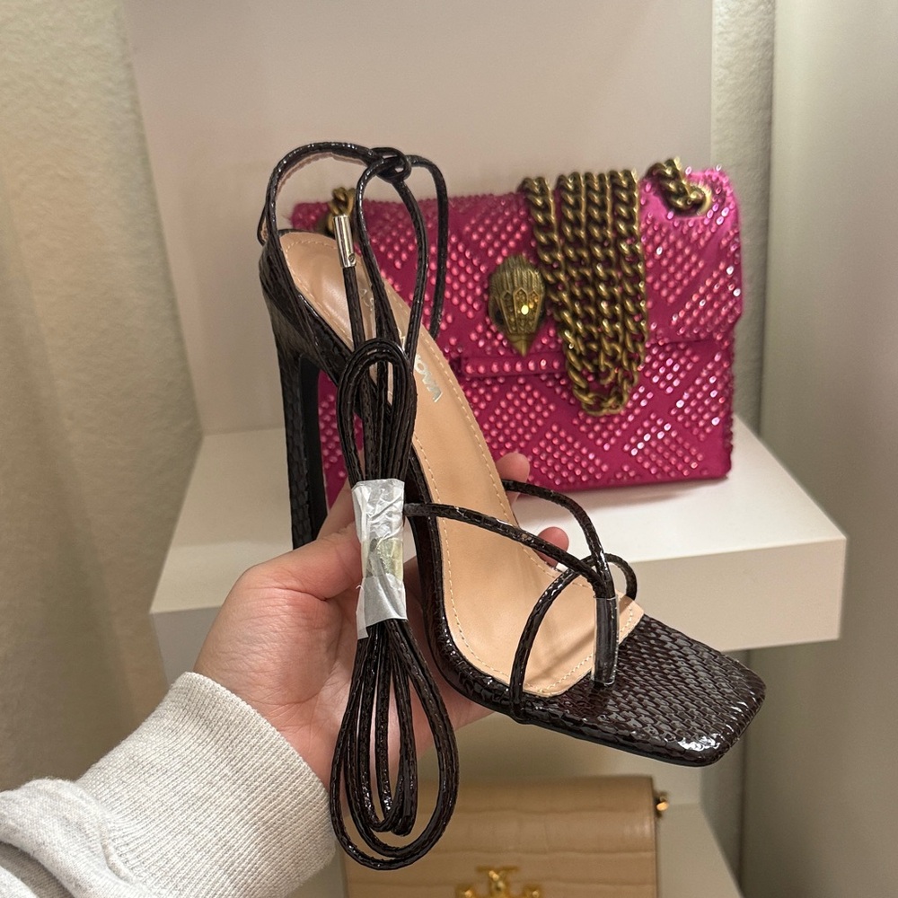 Fashion Nova Dark Brown Strappy Heels